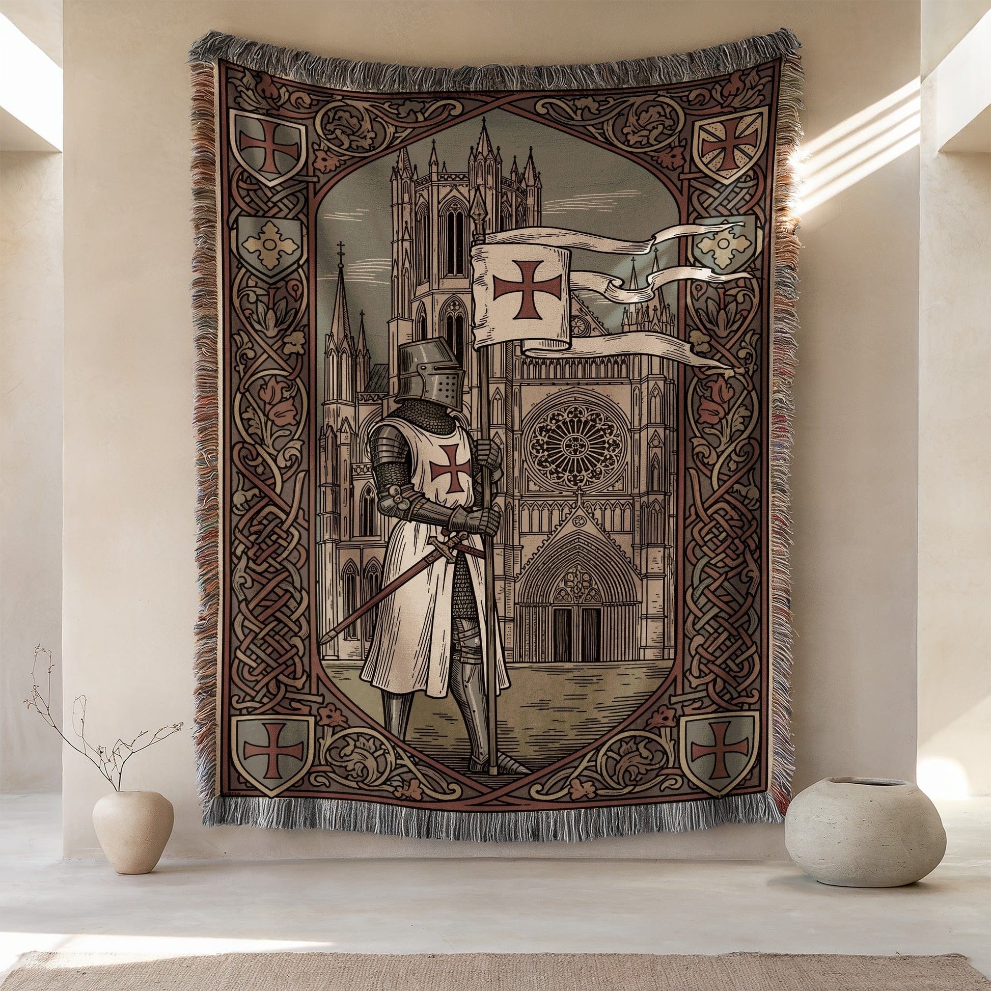 Medieval Knight Woven Tapestry Wall Hanging Decor