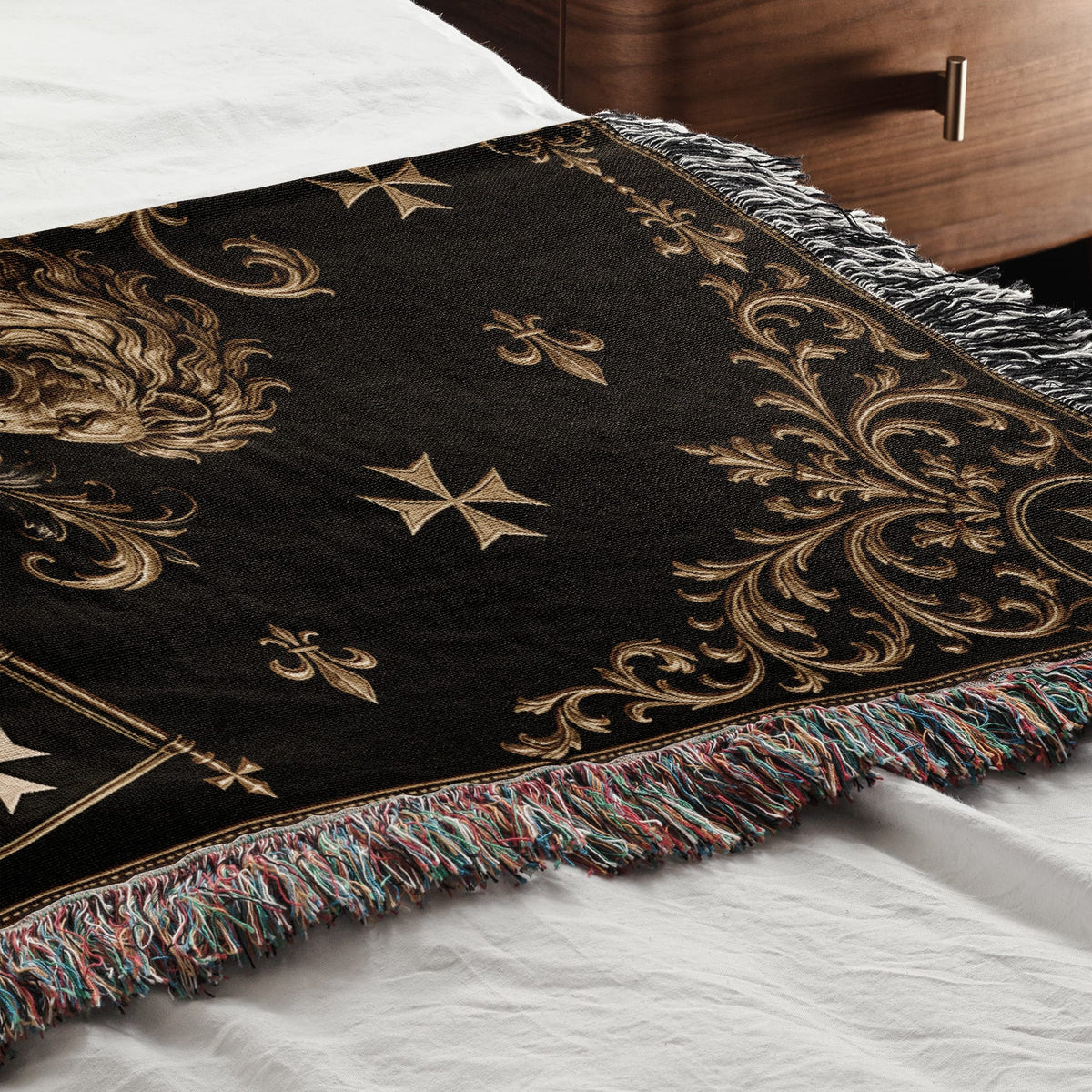 CalmNestStyle Order of Saint John Hospitallers Gold Banner Crest Woven Blanket jacquard woven blanket