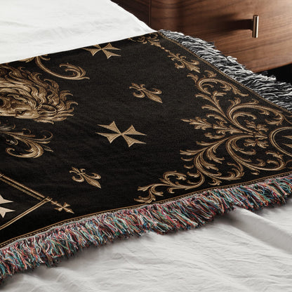 CalmNestStyle Order of Saint John Hospitallers Gold Banner Crest Woven Blanket jacquard woven blanket