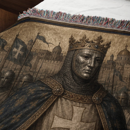 CalmNestStyle Baldwin IV The Crowned King jacquard woven blanket