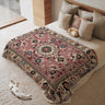 Pink Floral Pattern Detailed Image Persian Rug Woven Blanket