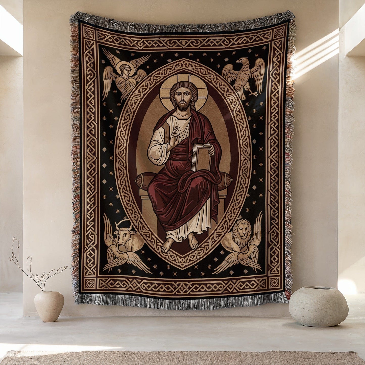 Jesus Christ Religious Icon Woven Tapestry Wall Hanging