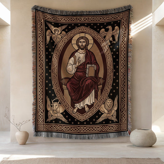 Jesus Christ Religious Icon Woven Tapestry Wall Hanging