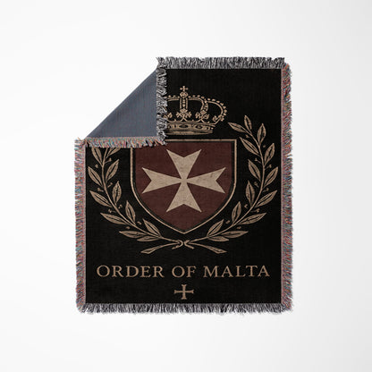 CalmNestStyle Order of Malta Crown Laurel Crest Woven Blanket jacquard woven blanket