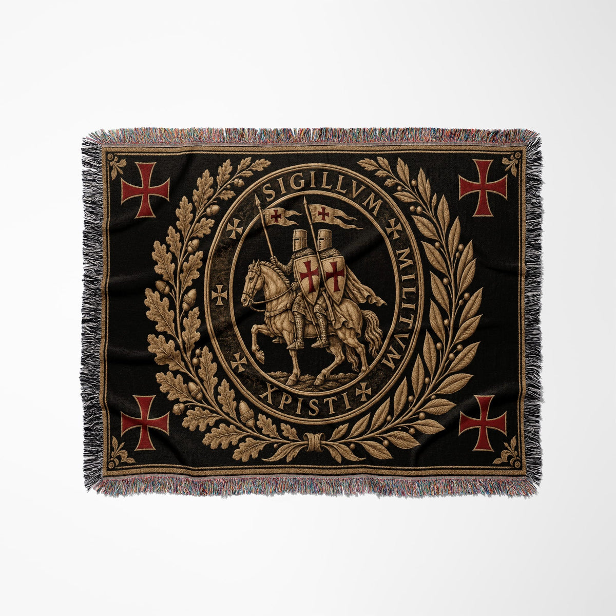 CalmNestStyle Sigillum Militum Xpisti Templar Seal in Gold jacquard woven blanket