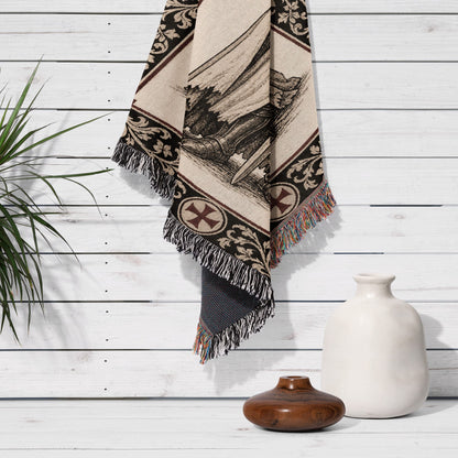 CalmNestStyle Templar Knight Standing Guard Woven Blanket jacquard woven blanket