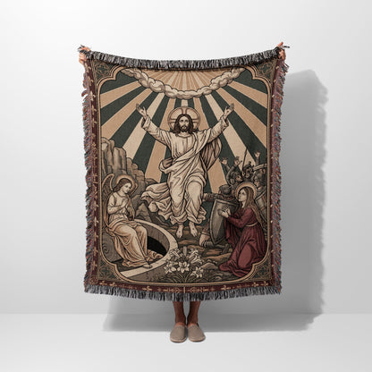 CalmNestStyle Christ Resurrection Ascension Sacred Art Woven Blanket jacquard woven blanket