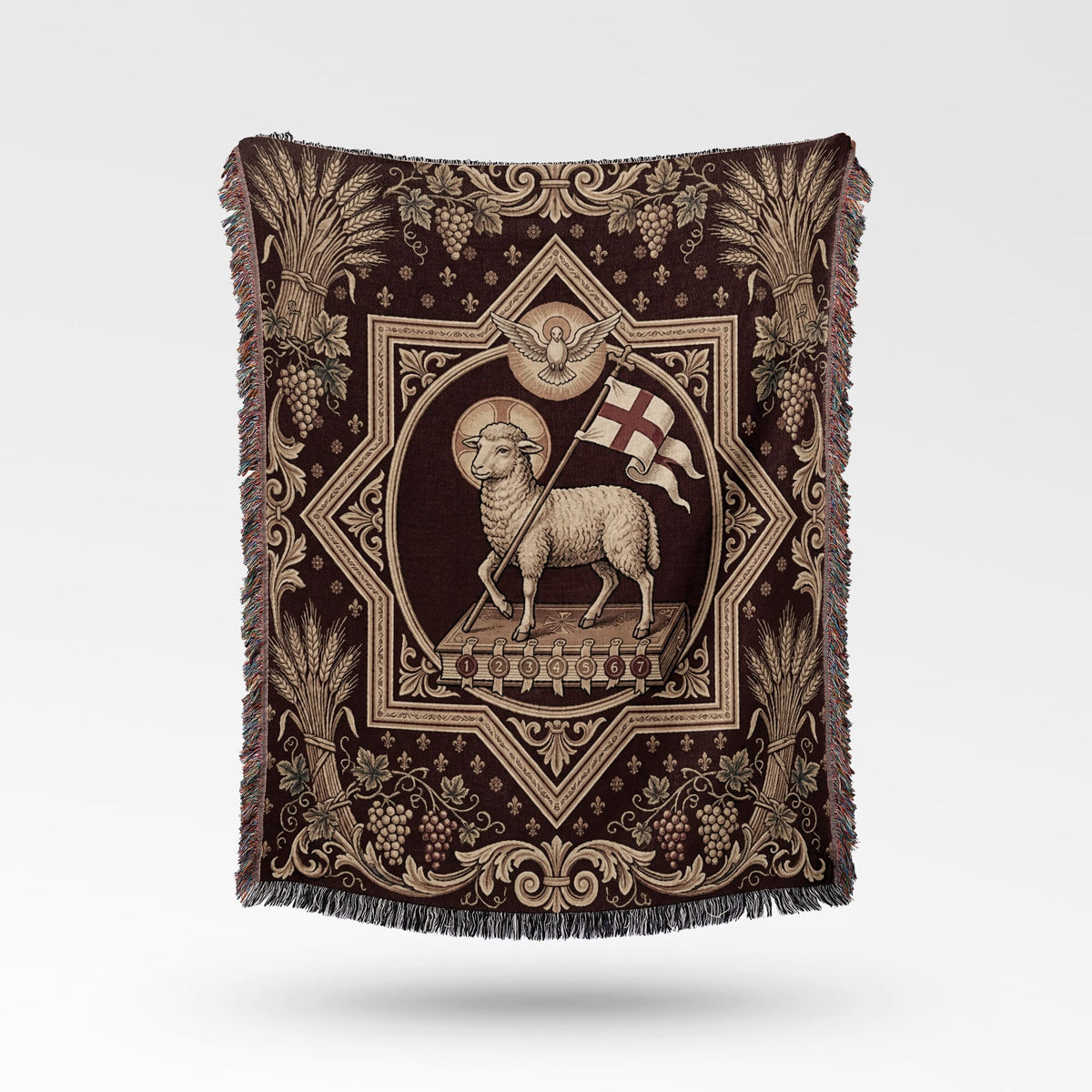 CalmNestStyle Divine Lamb & Dove Woven Blanket jacquard woven blanket
