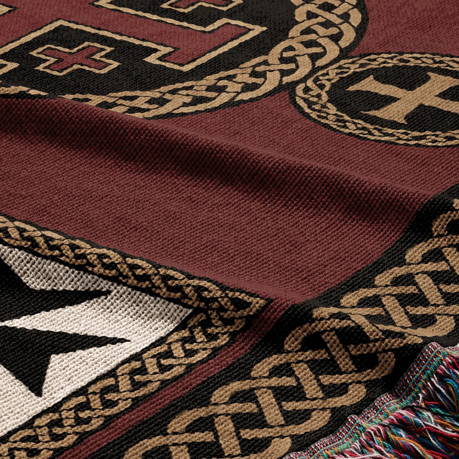 MyDesigns Medieval Tapestry Blanket – Jerusalem Cross Heraldic Medallion Woven Throw jacquard woven blanket