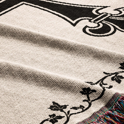 CalmNestStyle Templar Cross Heraldic Woven Blanket jacquard woven blanket