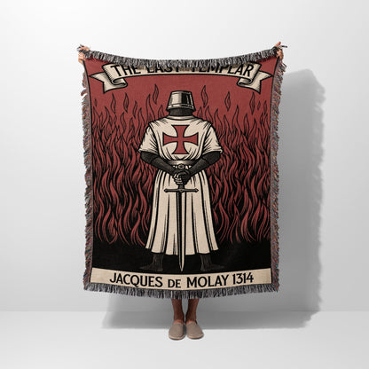 Templar Knight with sword on flaming background, Jacques de Molay 1314.