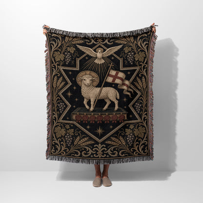 CalmNestStyle Agnus Dei Tapestry Woven Blanket jacquard woven blanket