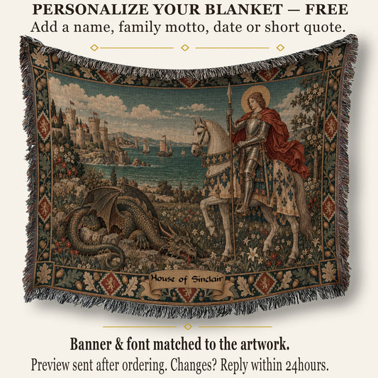 CalmNestStyle Saint George Guardian at Dawn jacquard woven blanket