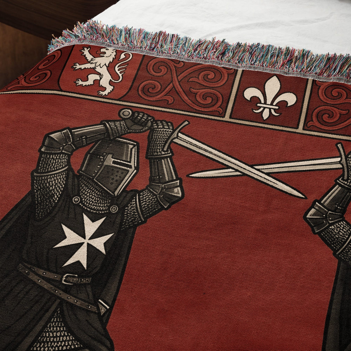 CalmNestStyle Hospitaller Knights Crossed Swords Lions Woven Blanket jacquard woven blanket