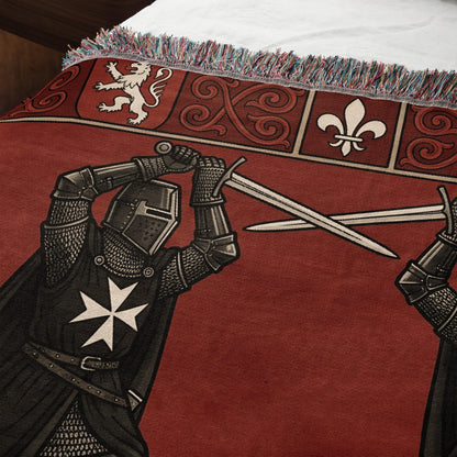 CalmNestStyle Hospitaller Knights Crossed Swords Lions Woven Blanket jacquard woven blanket