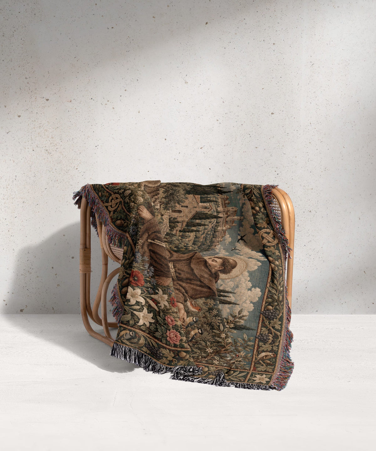 CalmNestStyle Saint Francis and the Animals jacquard woven blanket