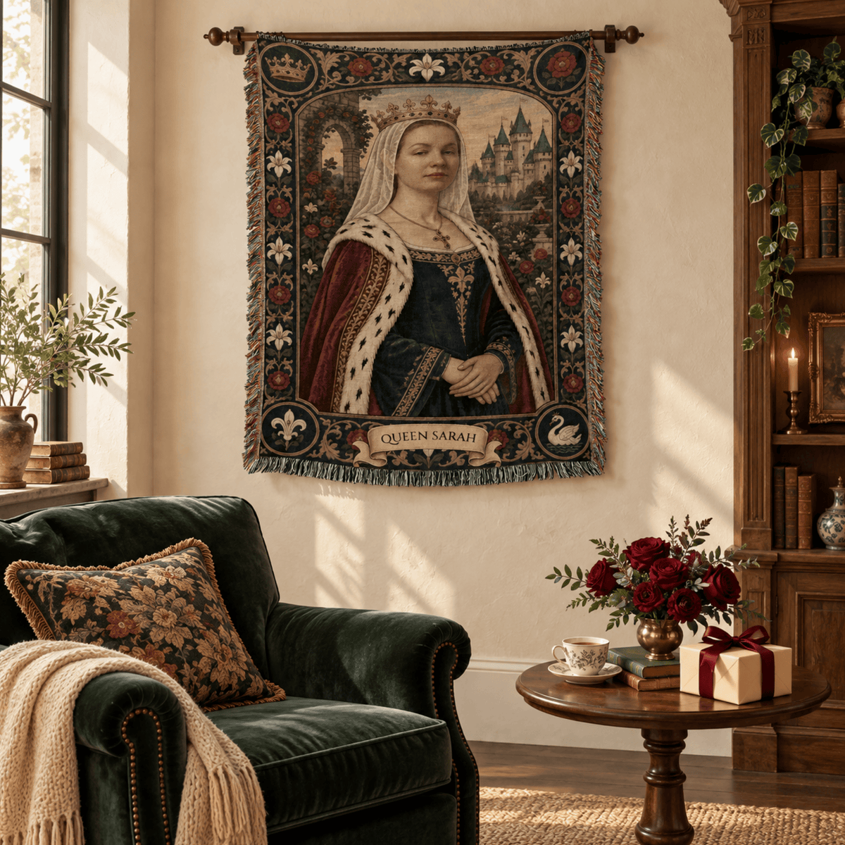 MyDesigns The Rose Queen I Your Portrait, Woven jacquard woven blanket