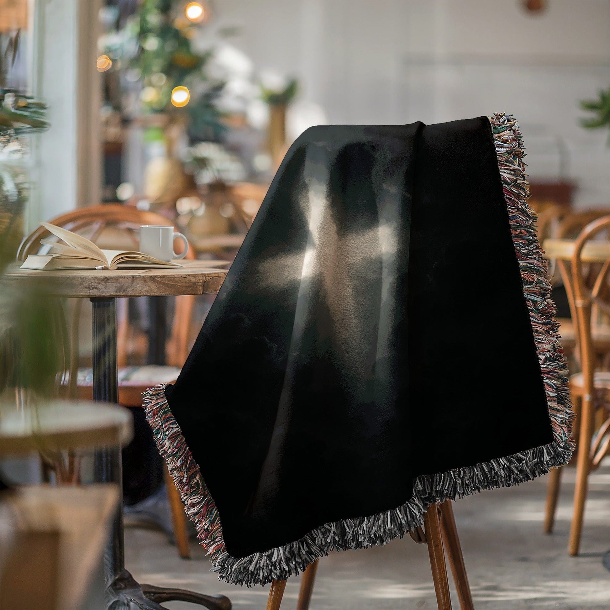 Cozy Black Blanket with Subtle Cross Design