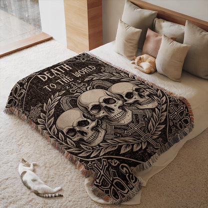 Death To The World Skull Blanket Product