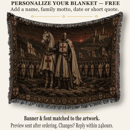 MyDesigns Templar and Warhorse at Dusk jacquard woven blanket