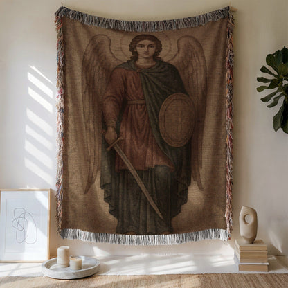 Antique Angel Tapestry Wall Hanging With Fringe Decor