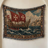 Knights of Malta Galleon with Red Cross Sails Woven Blanket
