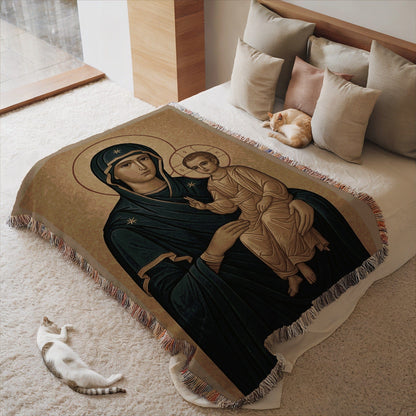 Virgin Mary and Child Design Cozy Blanket