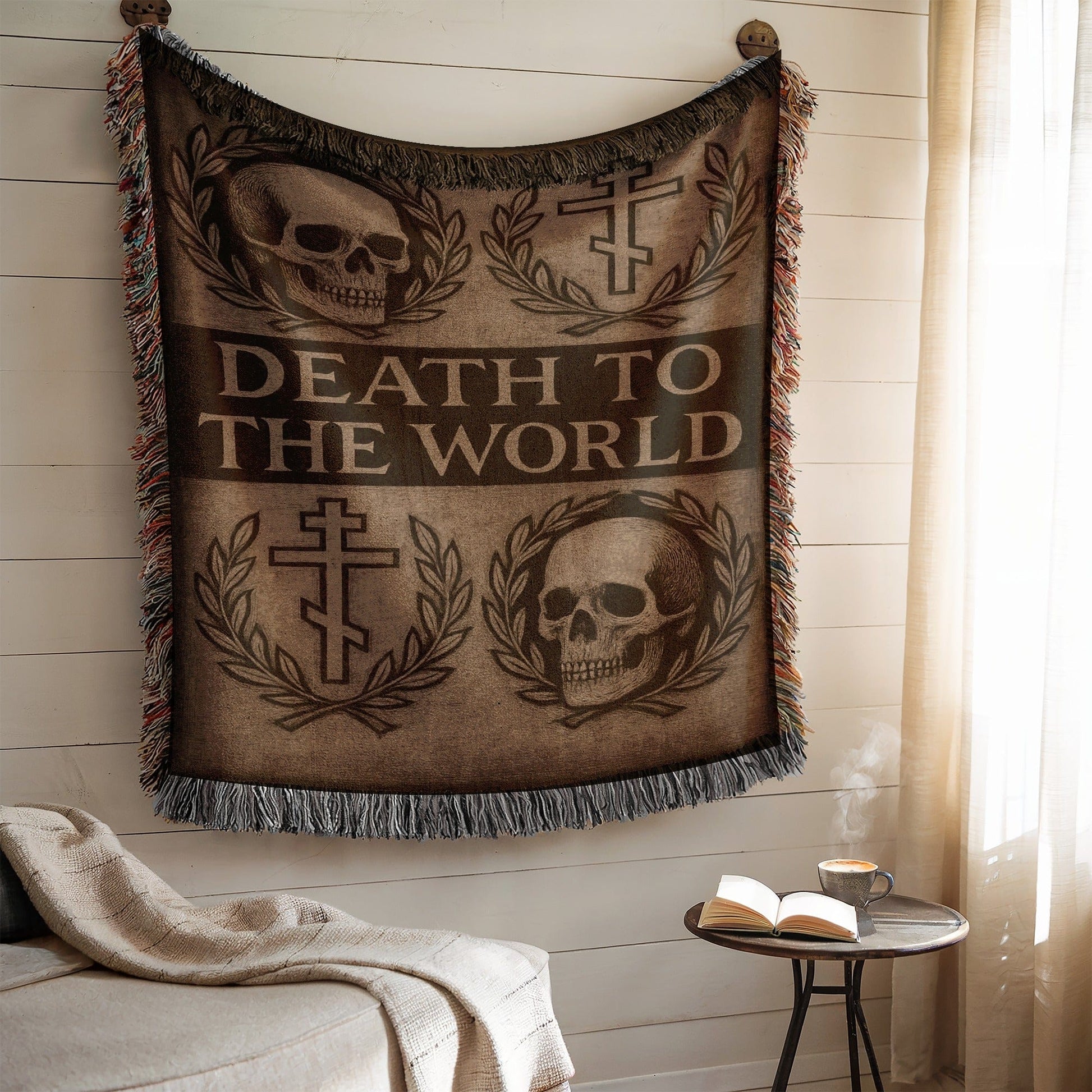 Death To The World Skull Themed Blanket Product