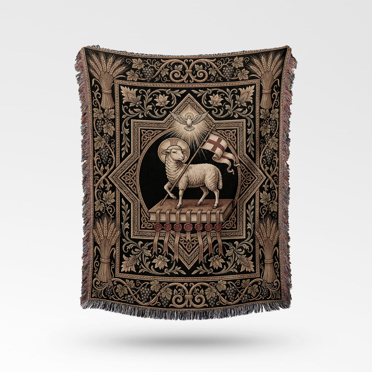 CalmNestStyle Agnus Dei Ornate Woven Blanket jacquard woven blanket