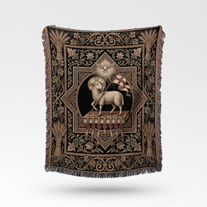 CalmNestStyle Agnus Dei Ornate Woven Blanket jacquard woven blanket