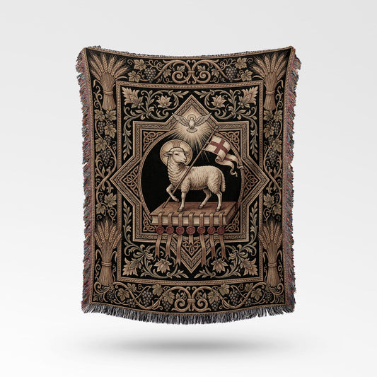 CalmNestStyle Agnus Dei Ornate Woven Blanket jacquard woven blanket