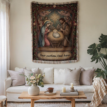 Personalized Nativity Scene Tapestry for Holiday Decor