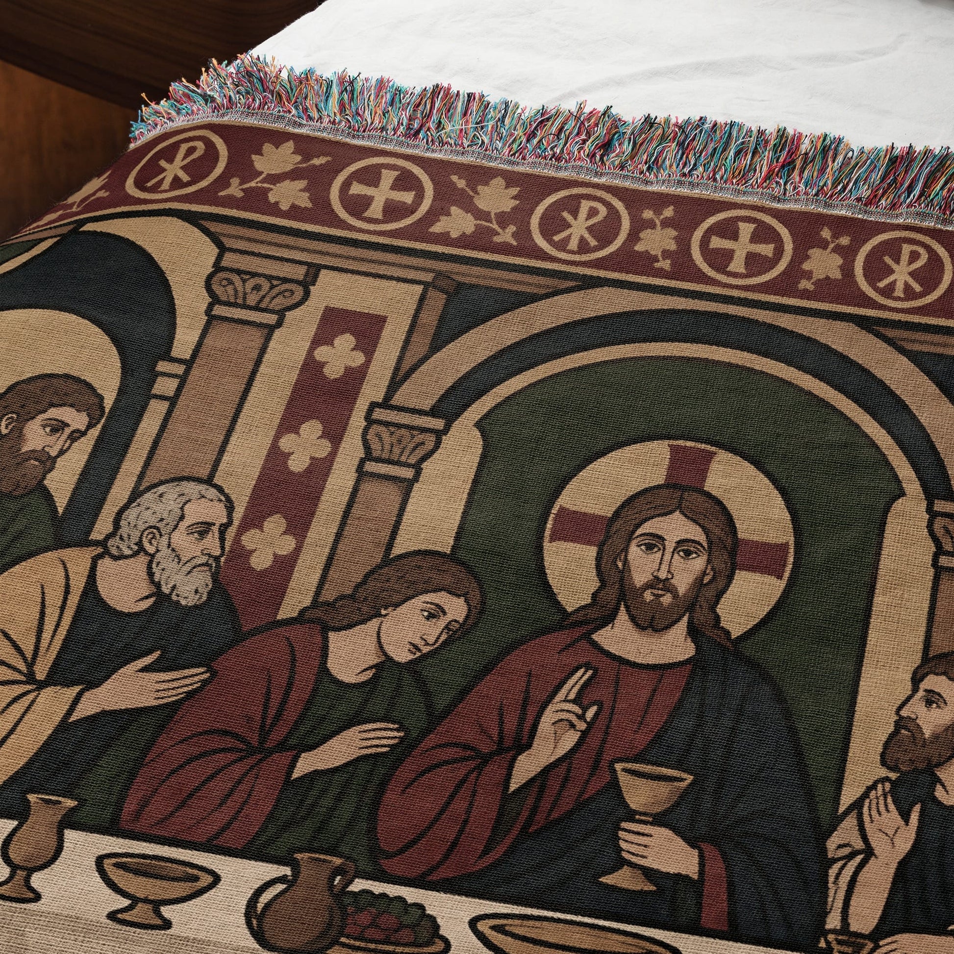 MyDesigns Last Supper Horizontal Tapestry - Byzantine Icon Woven Blanket jacquard woven blanket