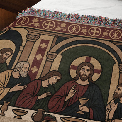 MyDesigns Last Supper Horizontal Tapestry - Byzantine Icon Woven Blanket jacquard woven blanket