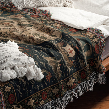 CalmNestStyle Mappa Mundi I Angels of Sun and Moon jacquard woven blanket
