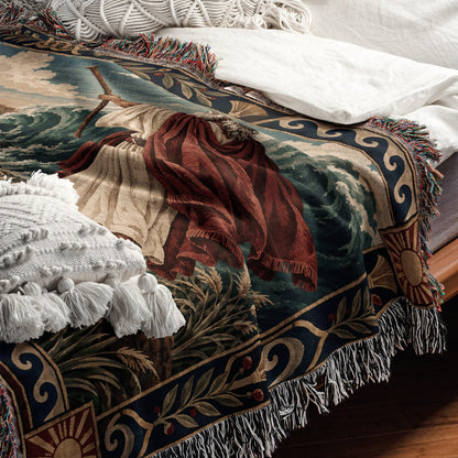 CalmNestStyle Moses and the Exodus Crossing jacquard woven blanket