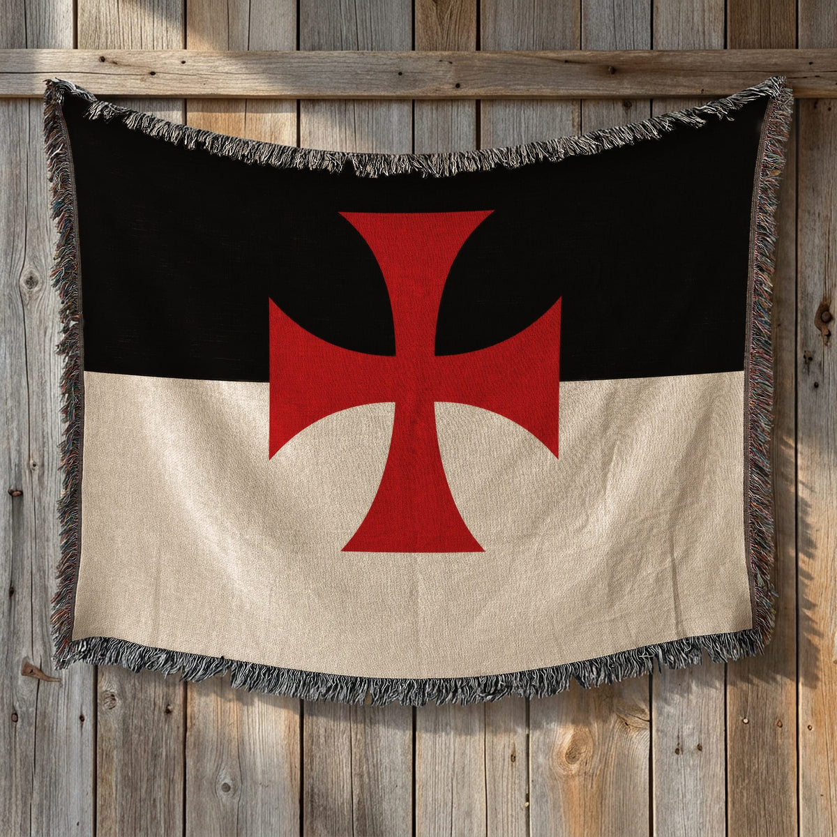 CalmNestStyle The Beauseant Templar Battle Flag Personalized jacquard woven blanket