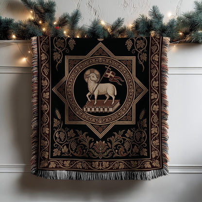 Decorative Tapestry with Lamb of God and Floral Design