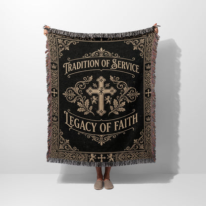 CalmNestStyle Tradition of Service Legacy of Faith Cross Woven Blanket jacquard woven blanket