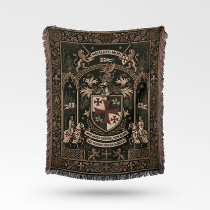 CalmNestStyle Regal Templar Crest Woven Blanket jacquard woven blanket