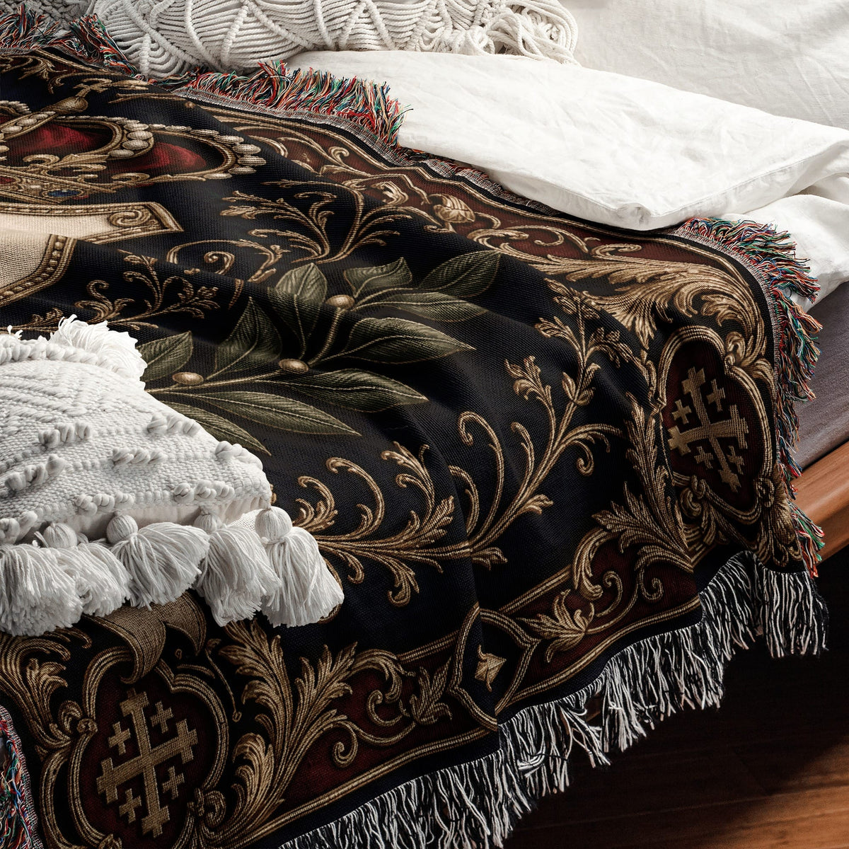 CalmNestStyle Order of Jerusalem Crest I Royal Navy jacquard woven blanket