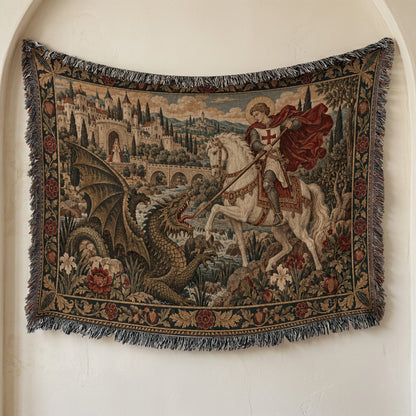 CalmNestStyle Saint George The White Horse jacquard woven blanket