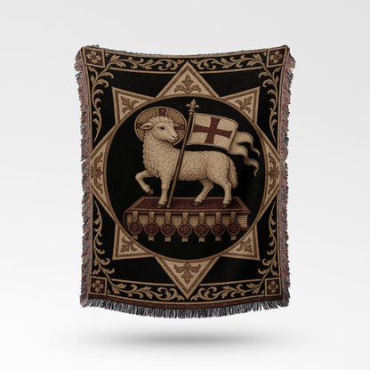 CalmNestStyle Dark Academia Lamb Motif Woven Blanket jacquard woven blanket