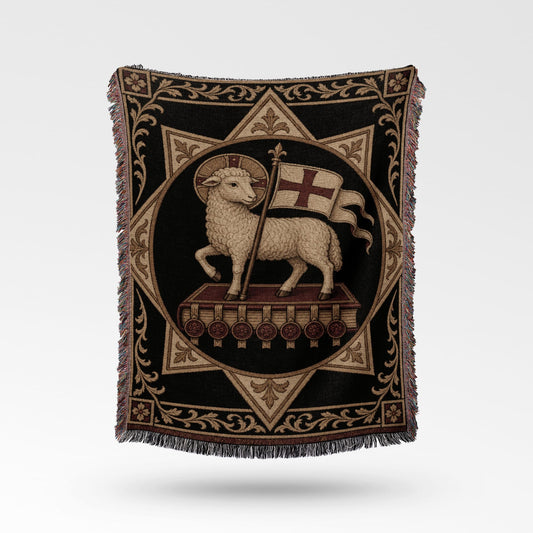 CalmNestStyle Dark Academia Lamb Motif Woven Blanket jacquard woven blanket