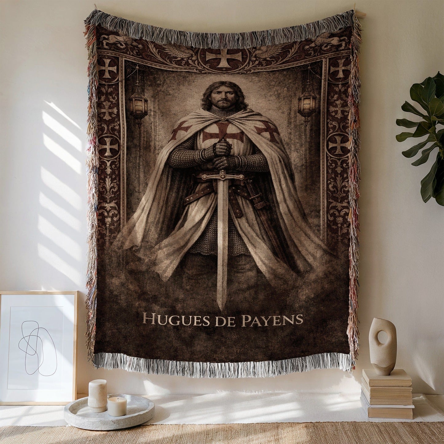Hugues de Payens Medieval Tapestry Wall Hanging Decor