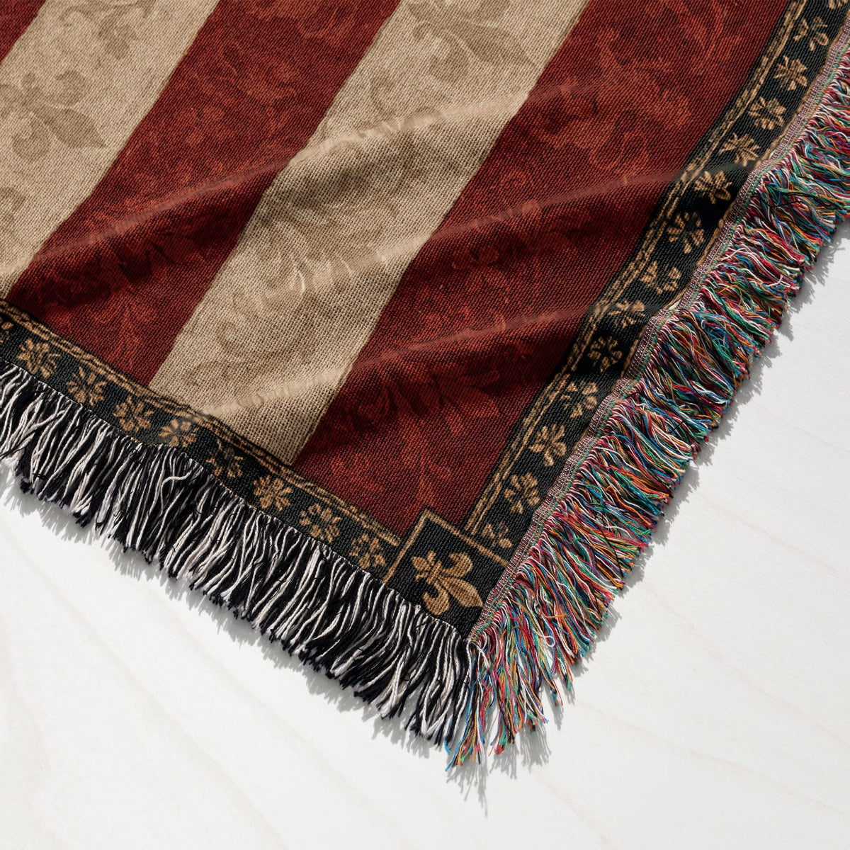 CalmNestStyle One Nation Under God Jerusalem Cross Flag Woven Blanket jacquard woven blanket