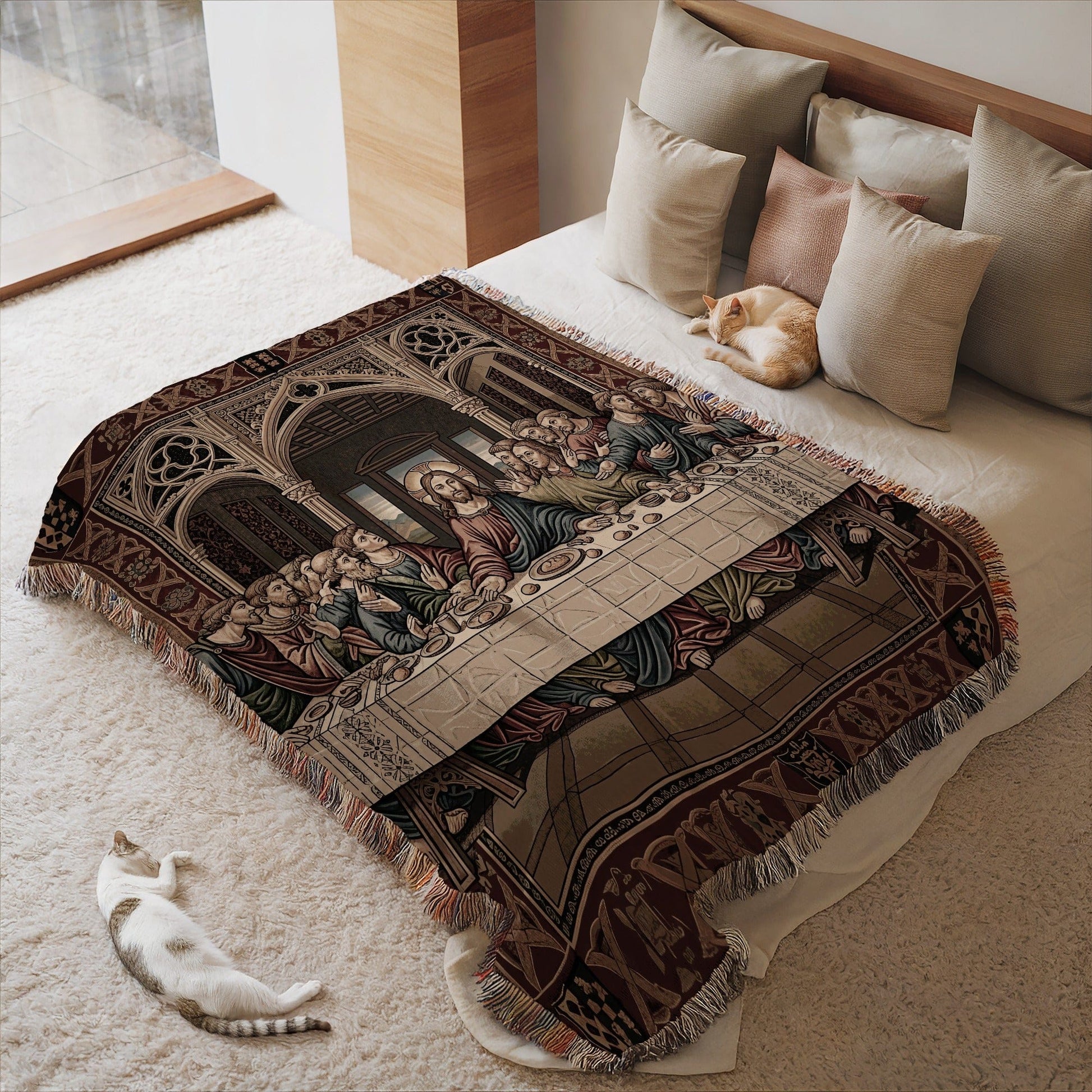 Last Supper Tapestry Throw Blanket for Relaxing Decor