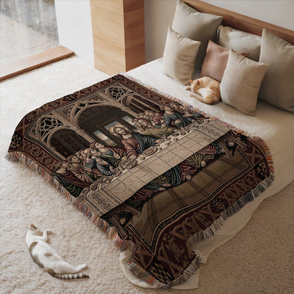 Last Supper Tapestry Throw Blanket for Relaxing Decor