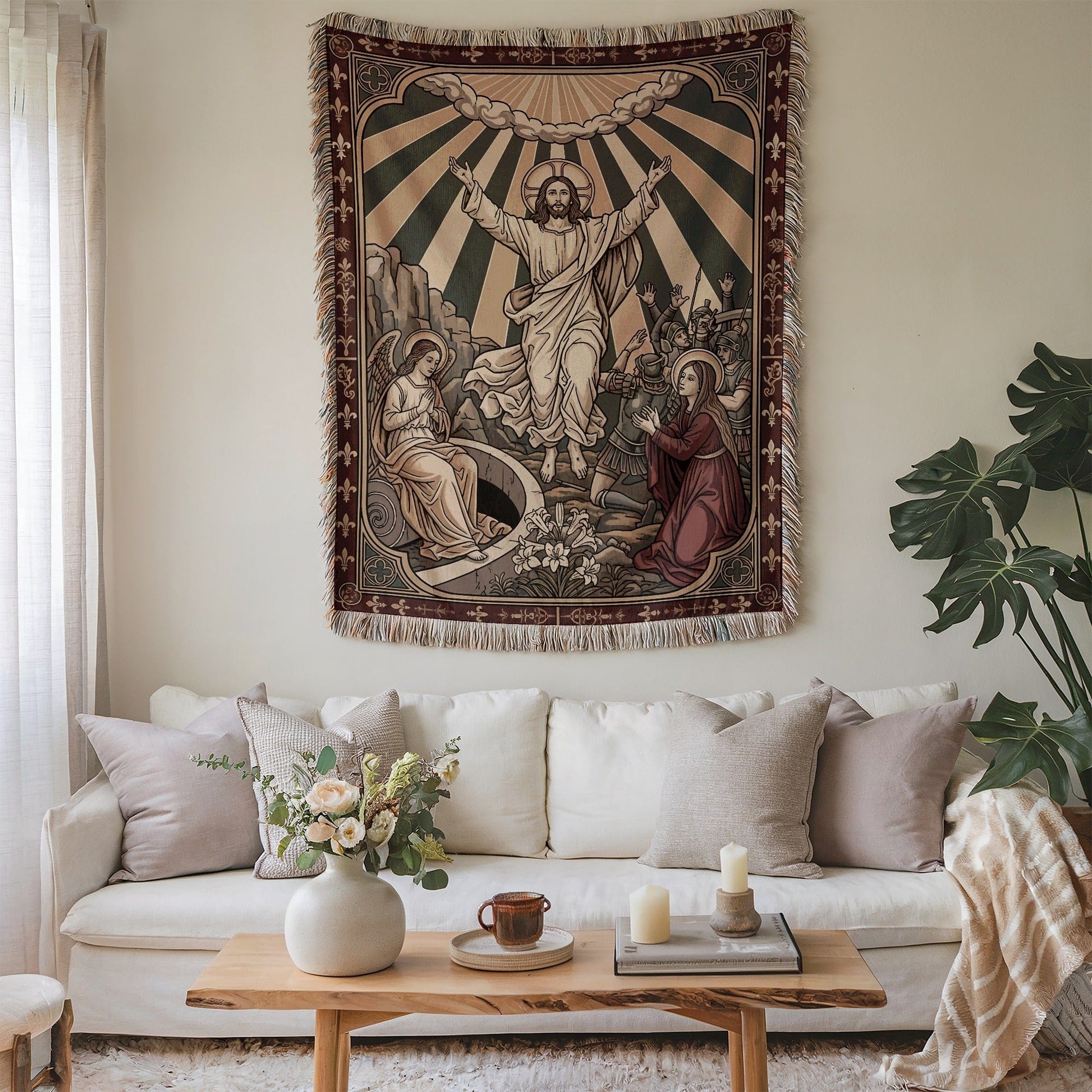 Stunning Wall Tapestry Depicting Sacred Religious Scene