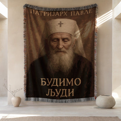 Serene Image of Bearded Elderly Man Throw Blanket